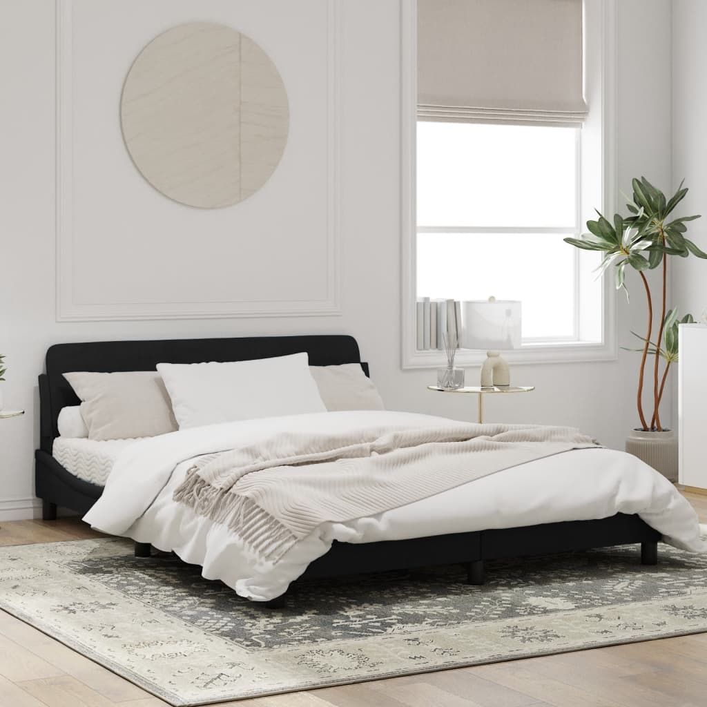 Bedframe Met Hoofdeinde Fluweel Zwart 160X200 Cm