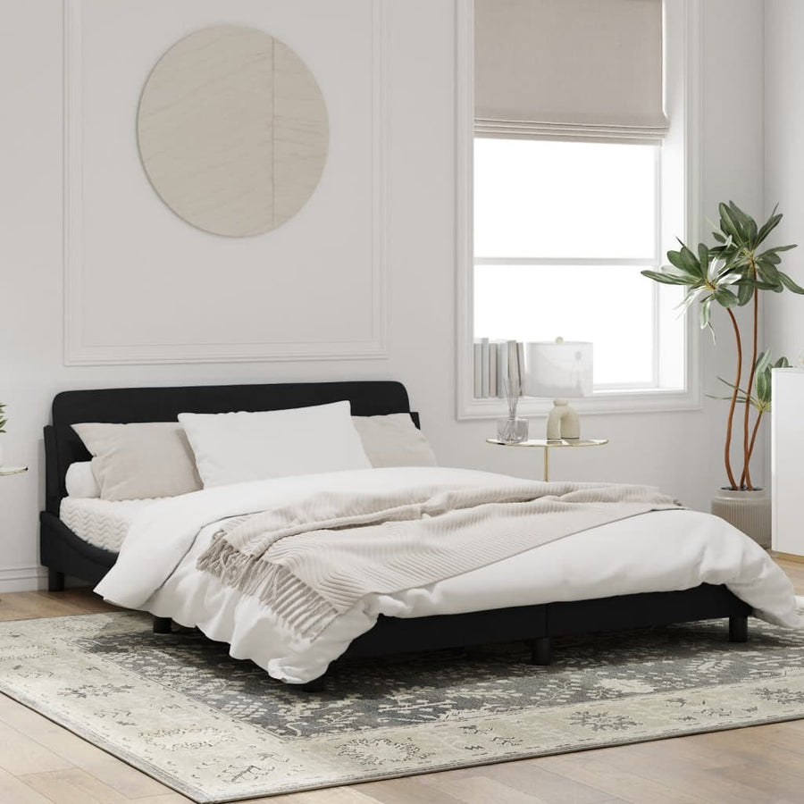 Bedframe Met Hoofdeinde Fluweel Zwart 160X200 Cm