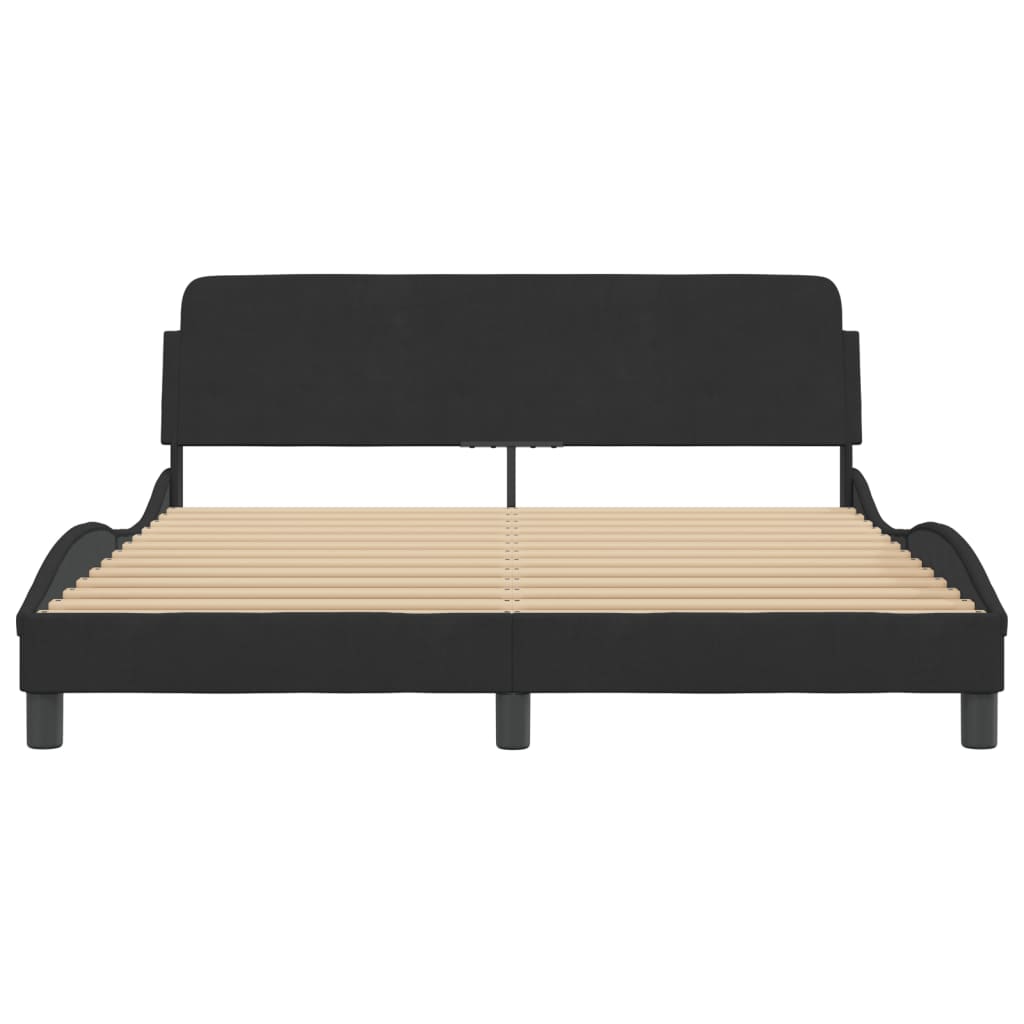 Bedframe Met Hoofdeinde Fluweel Zwart 160X200 Cm