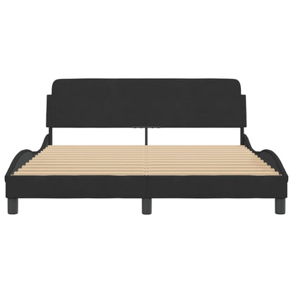 Bedframe Met Hoofdeinde Fluweel Zwart 160X200 Cm