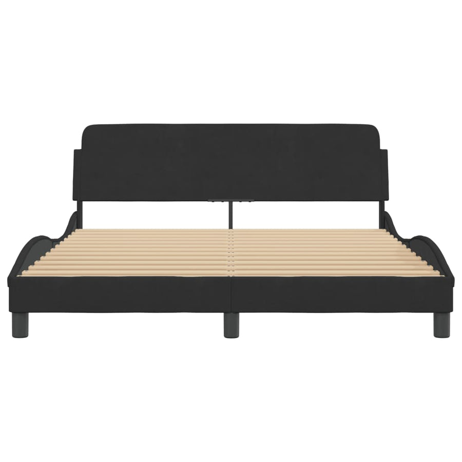 Bedframe Met Hoofdeinde Fluweel Zwart 160X200 Cm