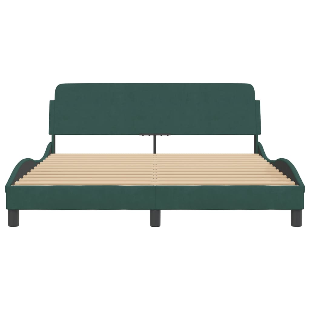 Bedframe Met Hoofdeinde Fluweel Donkergroen 160X200 Cm