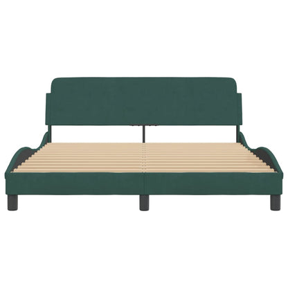 Bedframe Met Hoofdeinde Fluweel Donkergroen 160X200 Cm