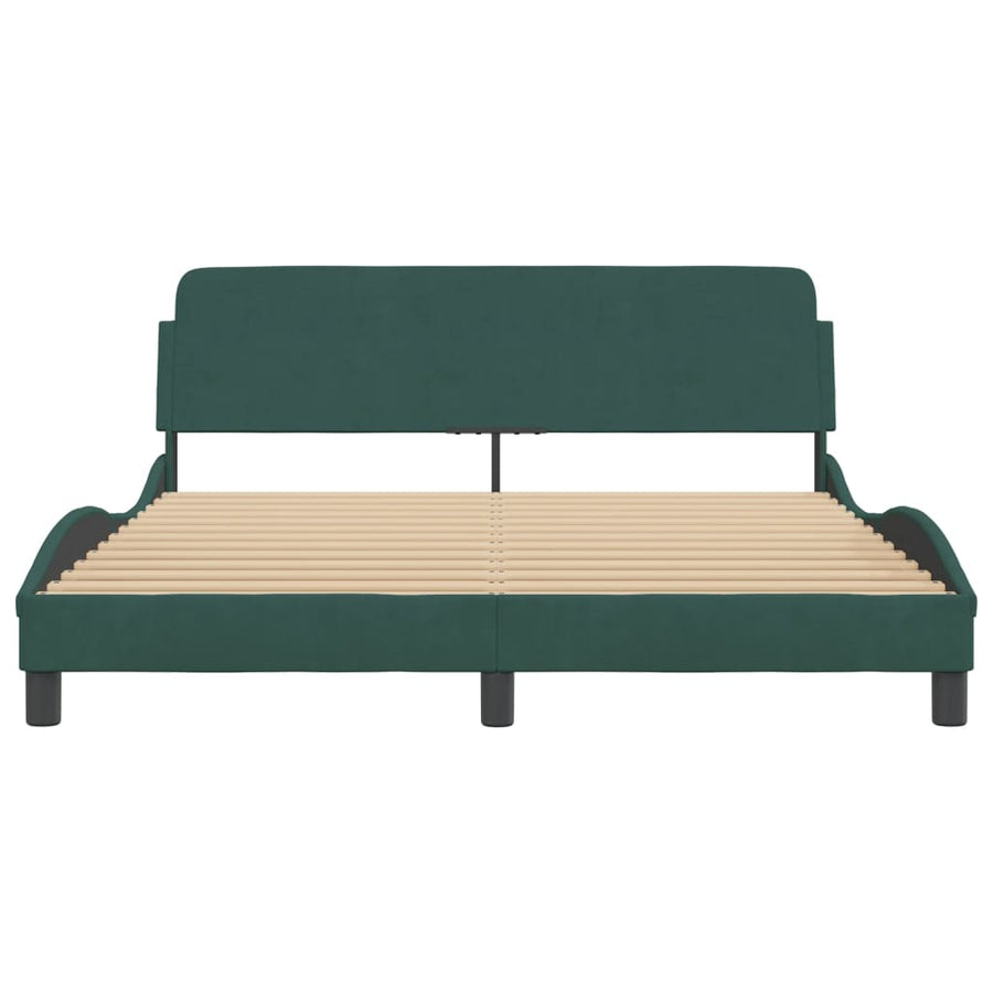 Bedframe Met Hoofdeinde Fluweel Donkergroen 160X200 Cm