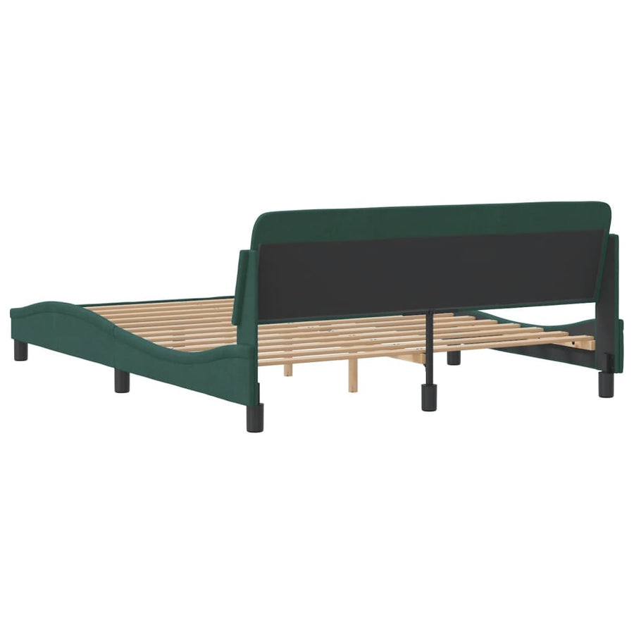 Bedframe Met Hoofdeinde Fluweel Donkergroen 160X200 Cm