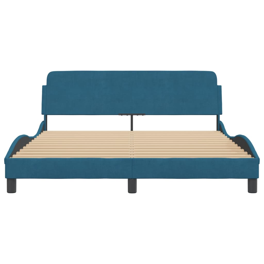Bedframe Met Hoofdeinde Fluweel Blauw 160X200 Cm