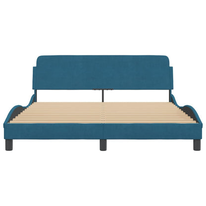 Bedframe Met Hoofdeinde Fluweel Blauw 160X200 Cm