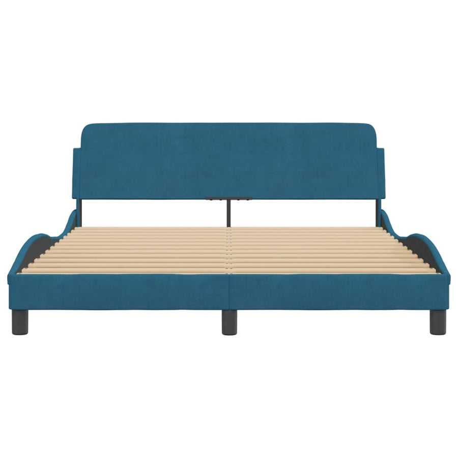 Bedframe Met Hoofdeinde Fluweel Blauw 160X200 Cm