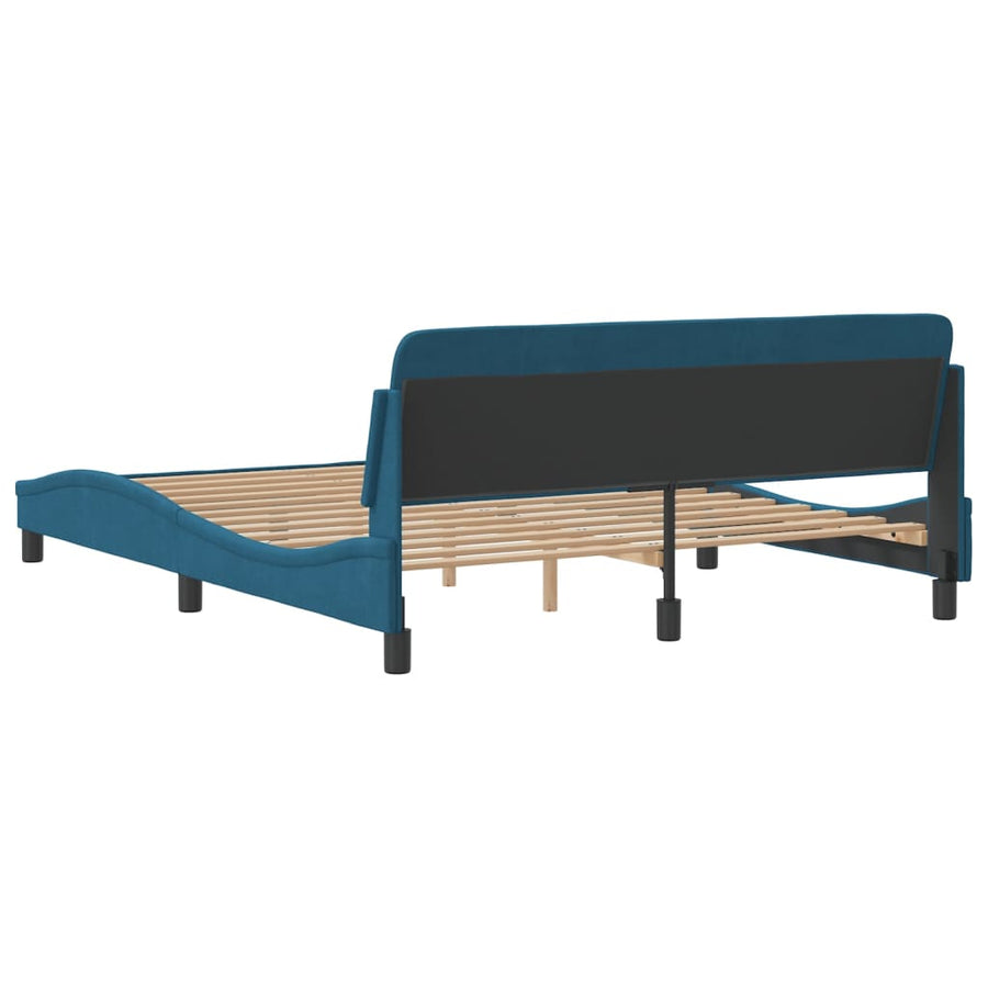 Bedframe Met Hoofdeinde Fluweel Blauw 160X200 Cm