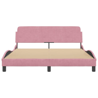 Bedframe Met Hoofdeinde Fluweel Roze 160X200 Cm