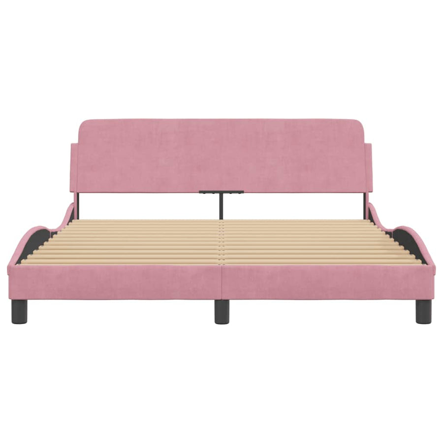 Bedframe Met Hoofdeinde Fluweel Roze 160X200 Cm