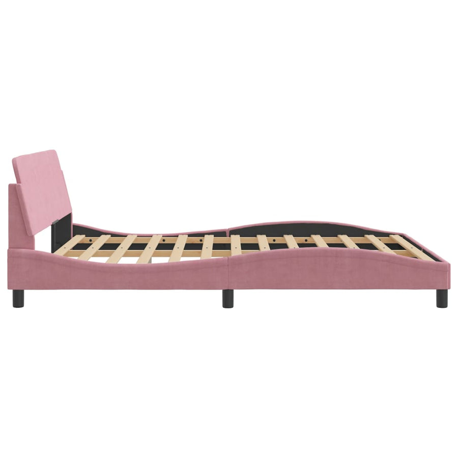 Bedframe Met Hoofdeinde Fluweel Roze 160X200 Cm