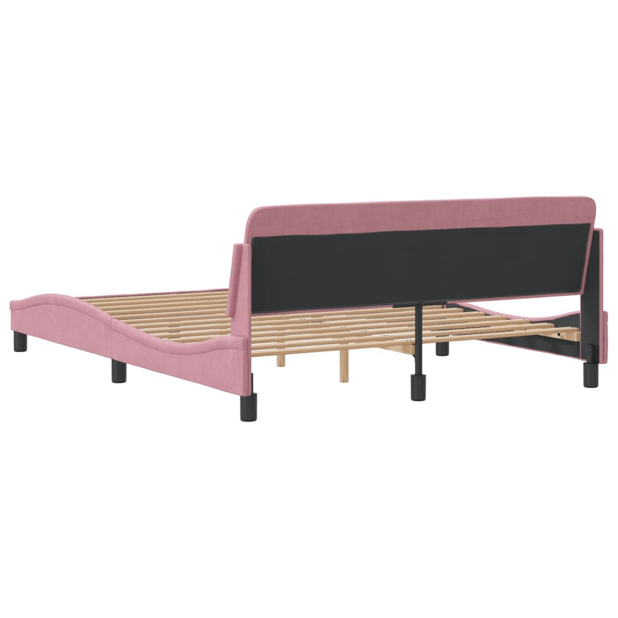 Bedframe Met Hoofdeinde Fluweel Roze 160X200 Cm