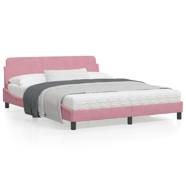 Bedframe Met Hoofdeinde Fluweel Roze 160X200 Cm