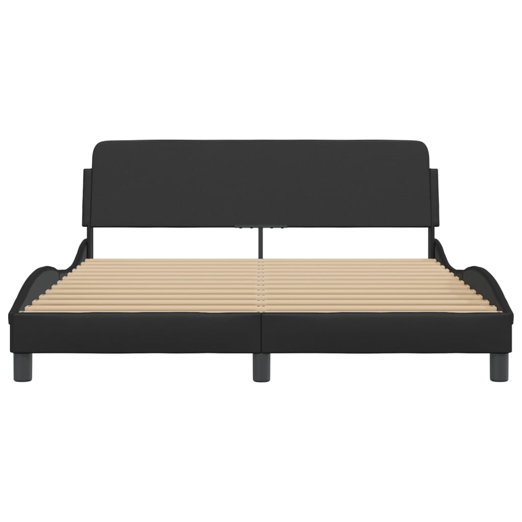Bedframe Met Hoofdbord Kunstleer Zwart 160X200 Cm