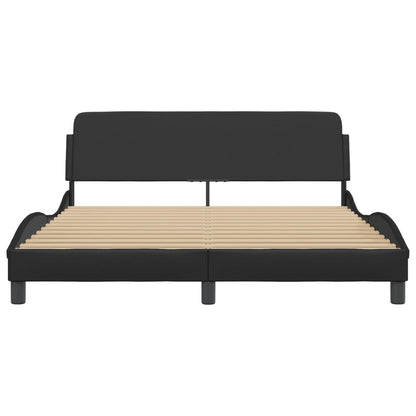 Bedframe Met Hoofdbord Kunstleer Zwart 160X200 Cm