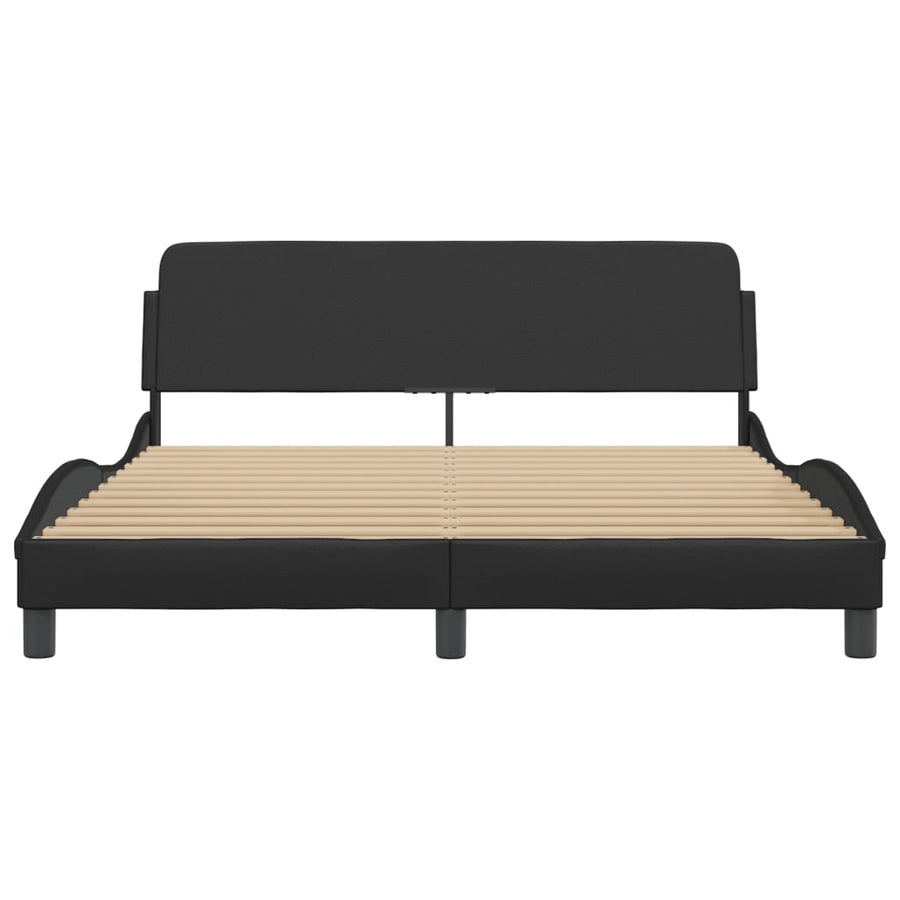 Bedframe Met Hoofdbord Kunstleer Zwart 160X200 Cm