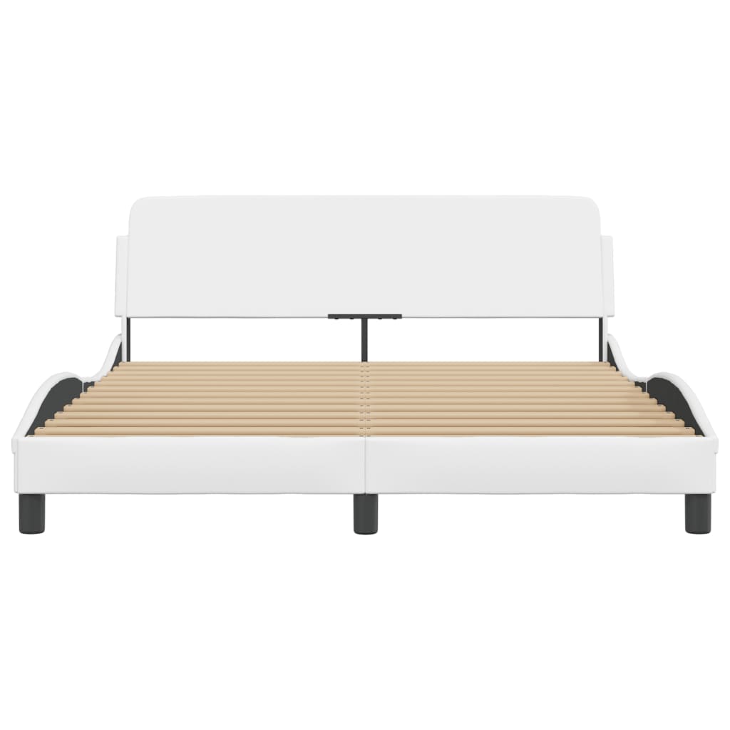 Bedframe Met Hoofdbord Kunstleer Wit 160X200 Cm