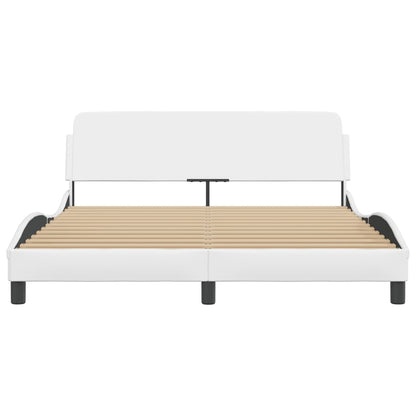 Bedframe Met Hoofdbord Kunstleer Wit 160X200 Cm