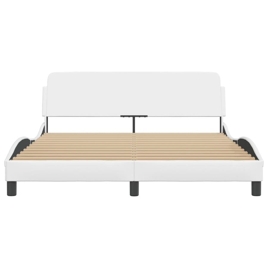 Bedframe Met Hoofdbord Kunstleer Wit 160X200 Cm