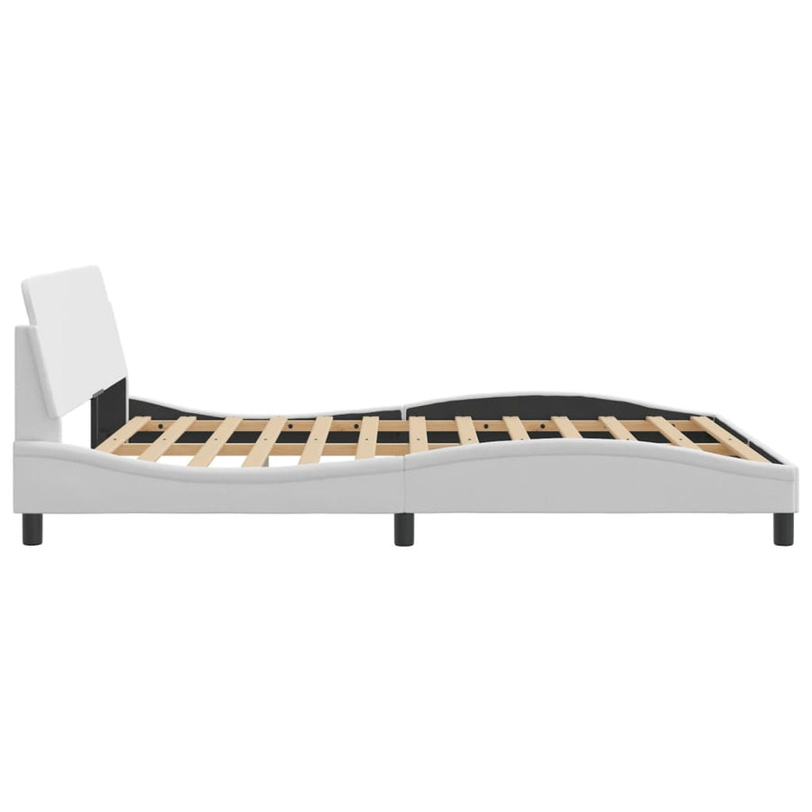 Bedframe Met Hoofdbord Kunstleer Wit 160X200 Cm