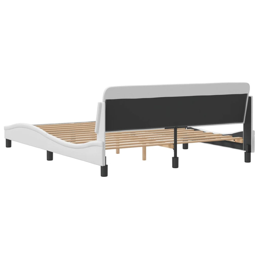 Bedframe Met Hoofdbord Kunstleer Wit 160X200 Cm