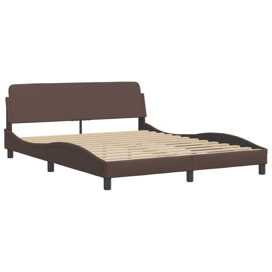 Bedframe Met Hoofdbord Kunstleer Bruin 160X200 Cm