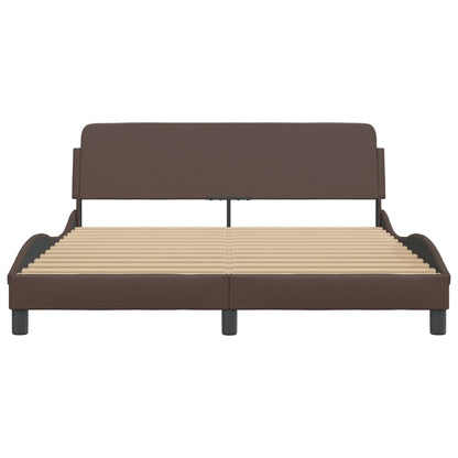 Bedframe Met Hoofdbord Kunstleer Bruin 160X200 Cm