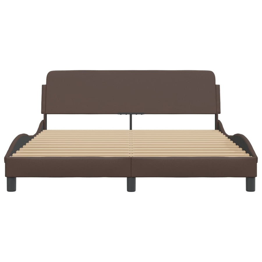Bedframe Met Hoofdbord Kunstleer Bruin 160X200 Cm
