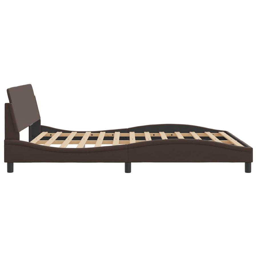 Bedframe Met Hoofdbord Kunstleer Bruin 160X200 Cm