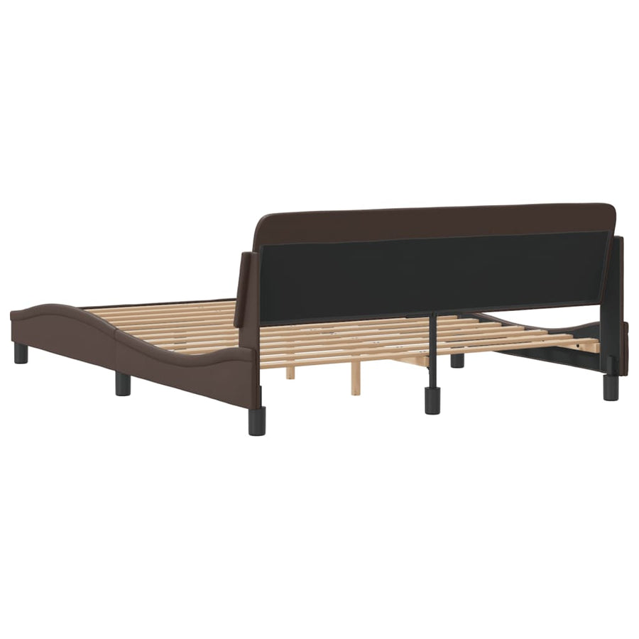 Bedframe Met Hoofdbord Kunstleer Bruin 160X200 Cm
