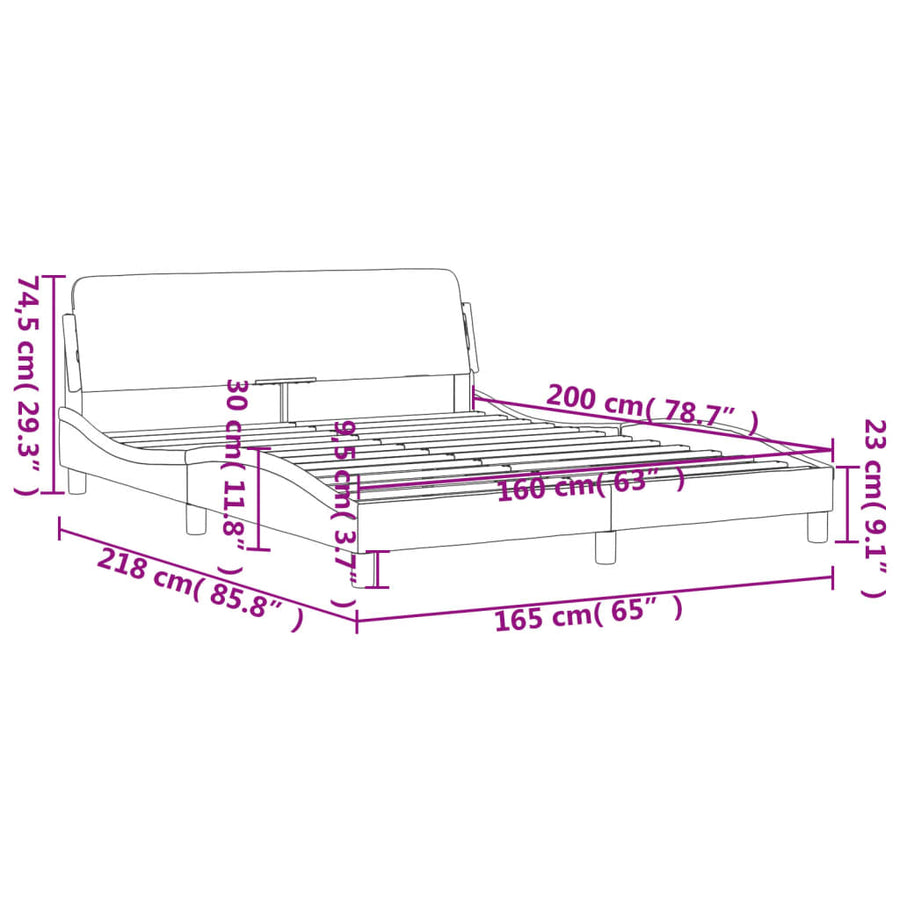 Bedframe Met Hoofdbord Kunstleer Bruin 160X200 Cm