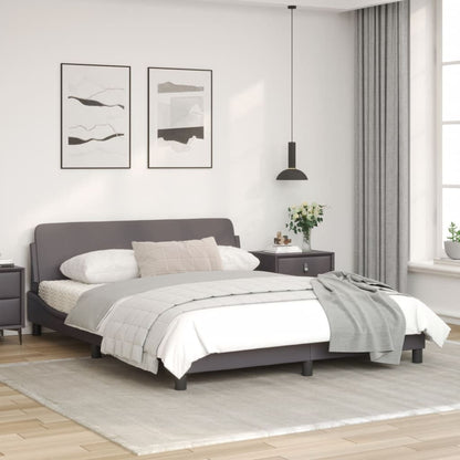 Bedframe Met Hoofdbord Kunstleer Grijs 160X200 Cm