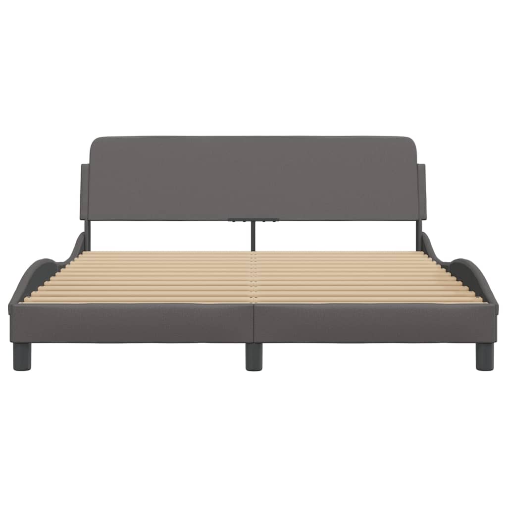 Bedframe Met Hoofdbord Kunstleer Grijs 160X200 Cm