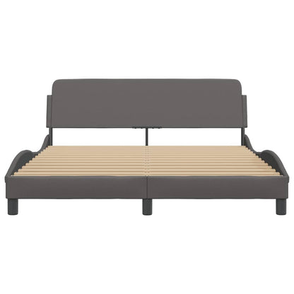 Bedframe Met Hoofdbord Kunstleer Grijs 160X200 Cm