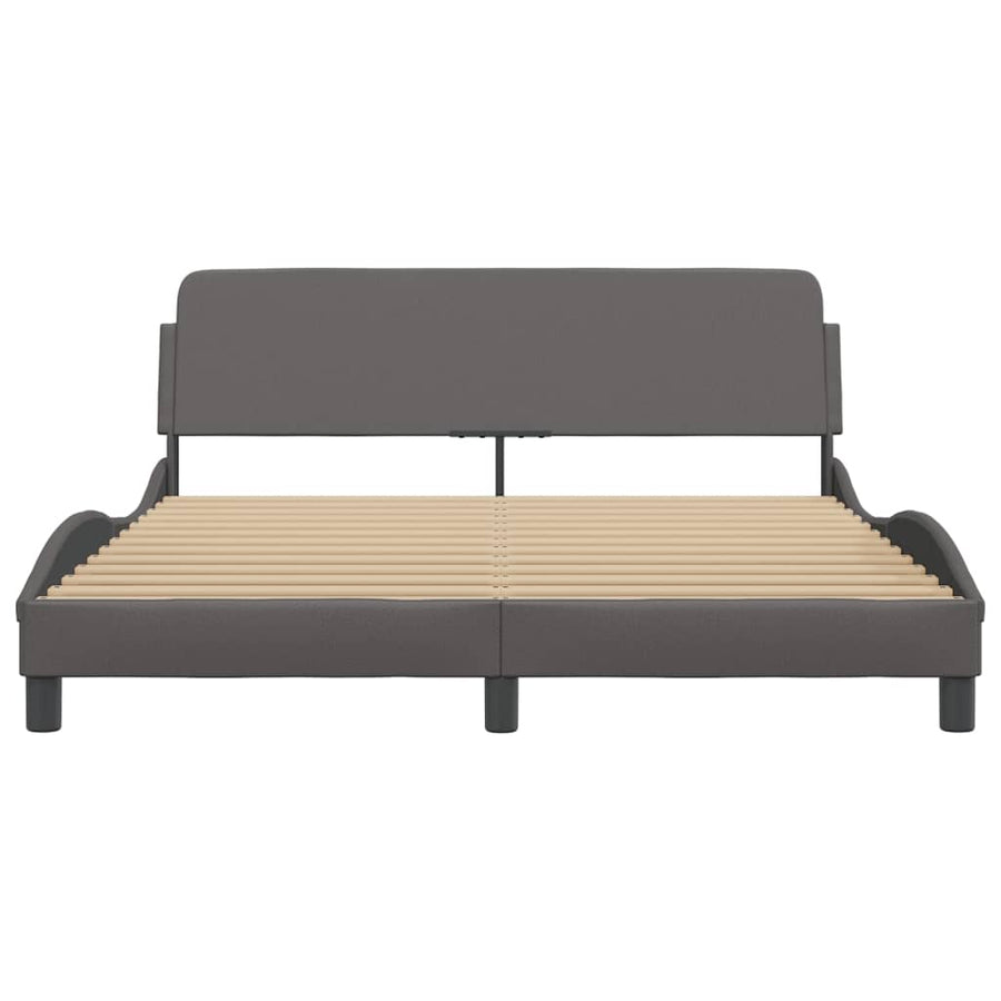 Bedframe Met Hoofdbord Kunstleer Grijs 160X200 Cm