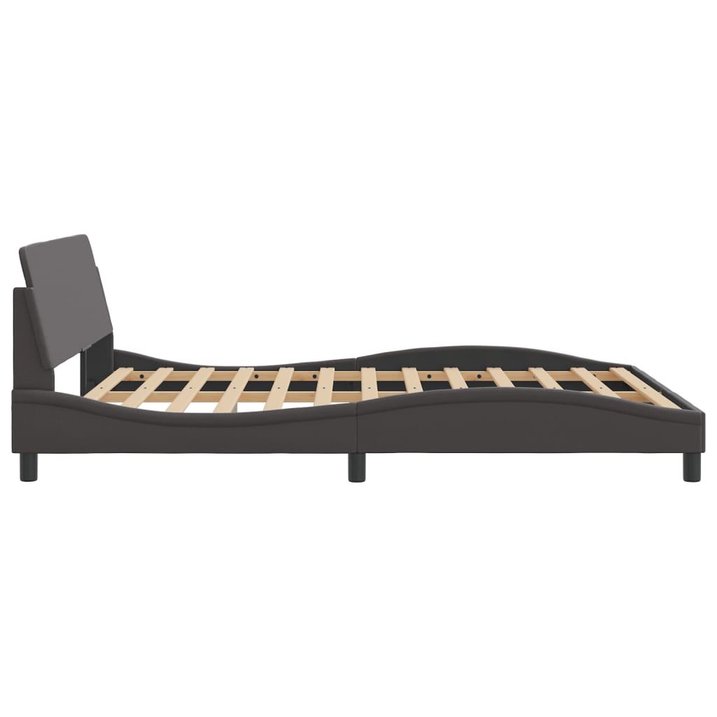 Bedframe Met Hoofdbord Kunstleer Grijs 160X200 Cm