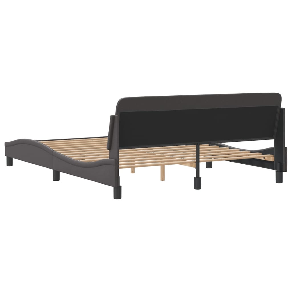 Bedframe Met Hoofdbord Kunstleer Grijs 160X200 Cm