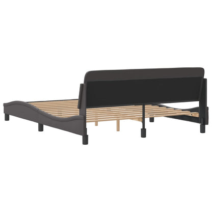 Bedframe Met Hoofdbord Kunstleer Grijs 160X200 Cm