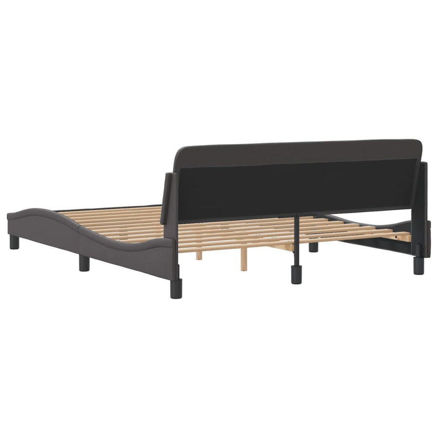 Bedframe Met Hoofdbord Kunstleer Grijs 160X200 Cm