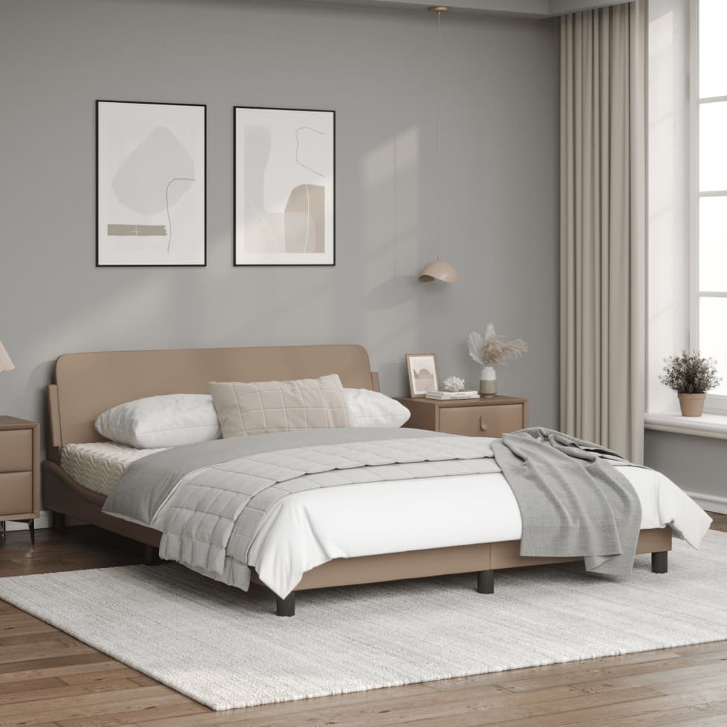 Bedframe Met Hoofdbord Kunstleer Cappuccinokleurig 160X200 Cm