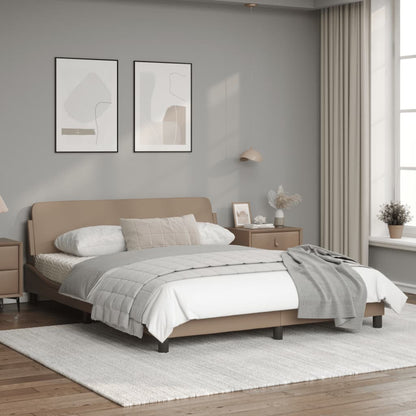 Bedframe Met Hoofdbord Kunstleer Cappuccinokleurig 160X200 Cm