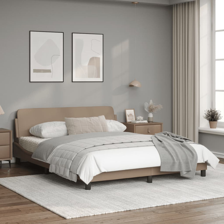 Bedframe Met Hoofdbord Kunstleer Cappuccinokleurig 160X200 Cm