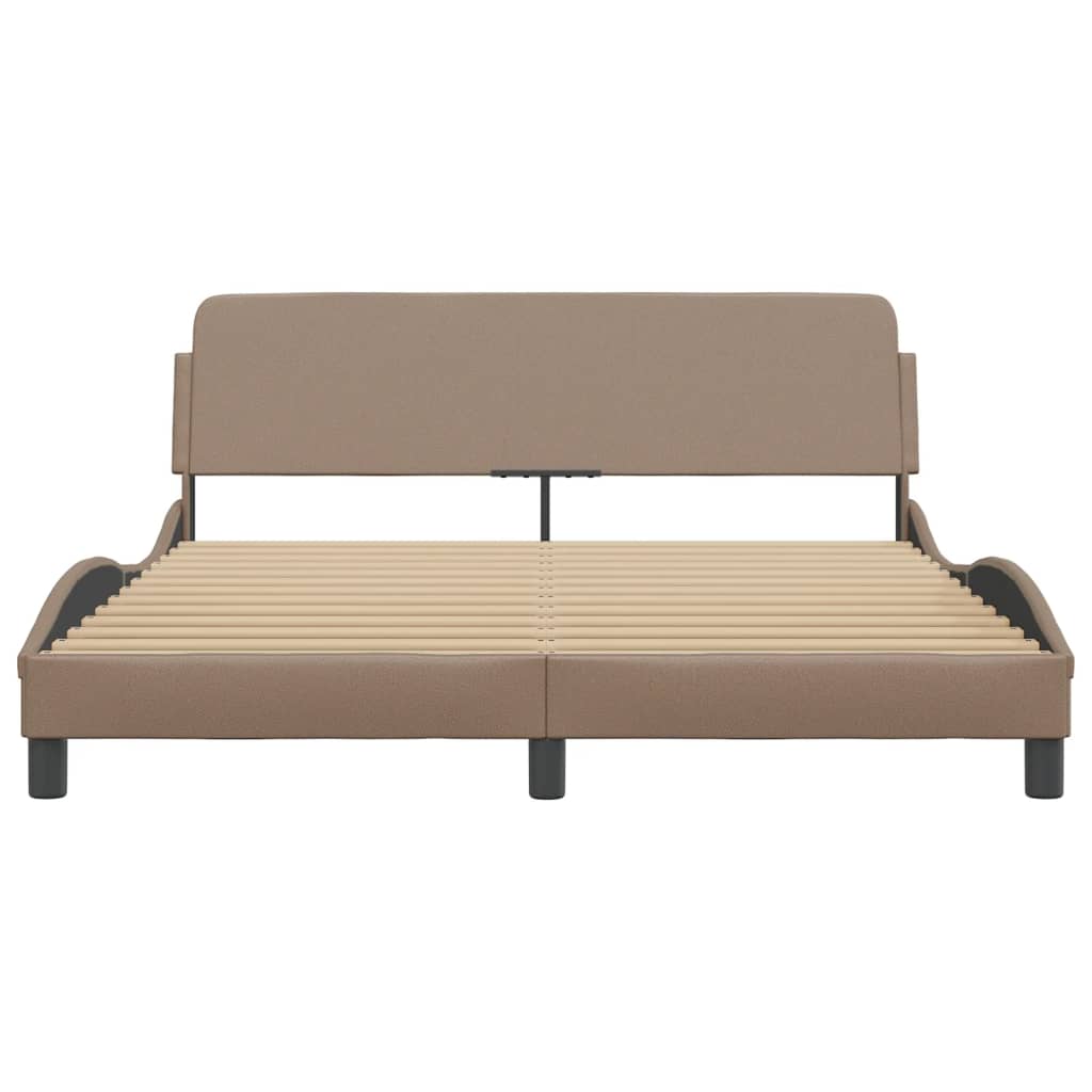 Bedframe Met Hoofdbord Kunstleer Cappuccinokleurig 160X200 Cm