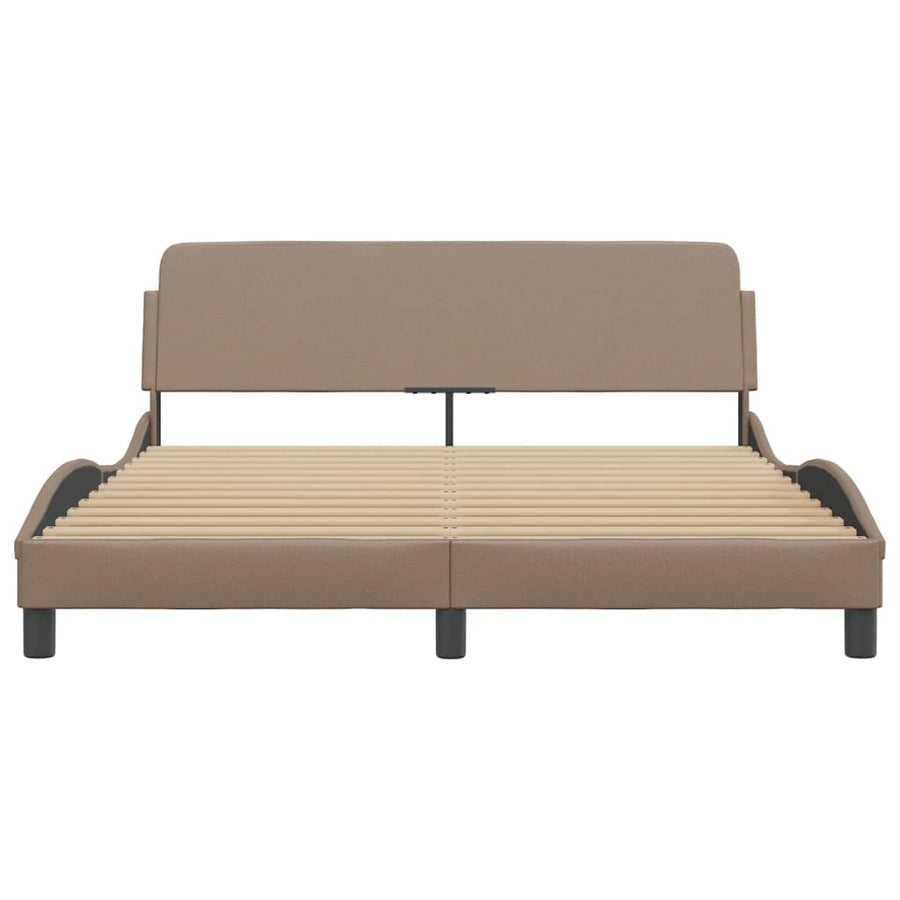 Bedframe Met Hoofdbord Kunstleer Cappuccinokleurig 160X200 Cm