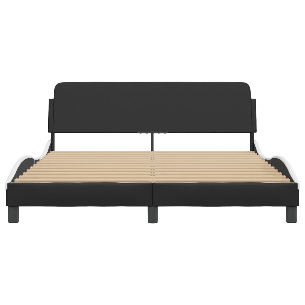Bedframe Met Hoofdbord Kunstleer Zwart En Wit 160X200 Cm
