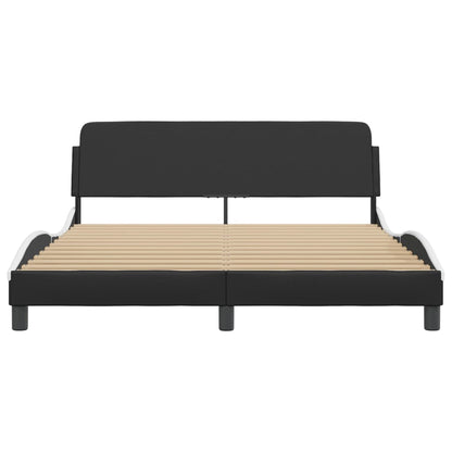 Bedframe Met Hoofdbord Kunstleer Zwart En Wit 160X200 Cm