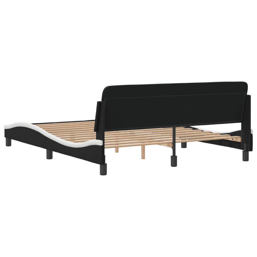 Bedframe Met Hoofdbord Kunstleer Zwart En Wit 160X200 Cm