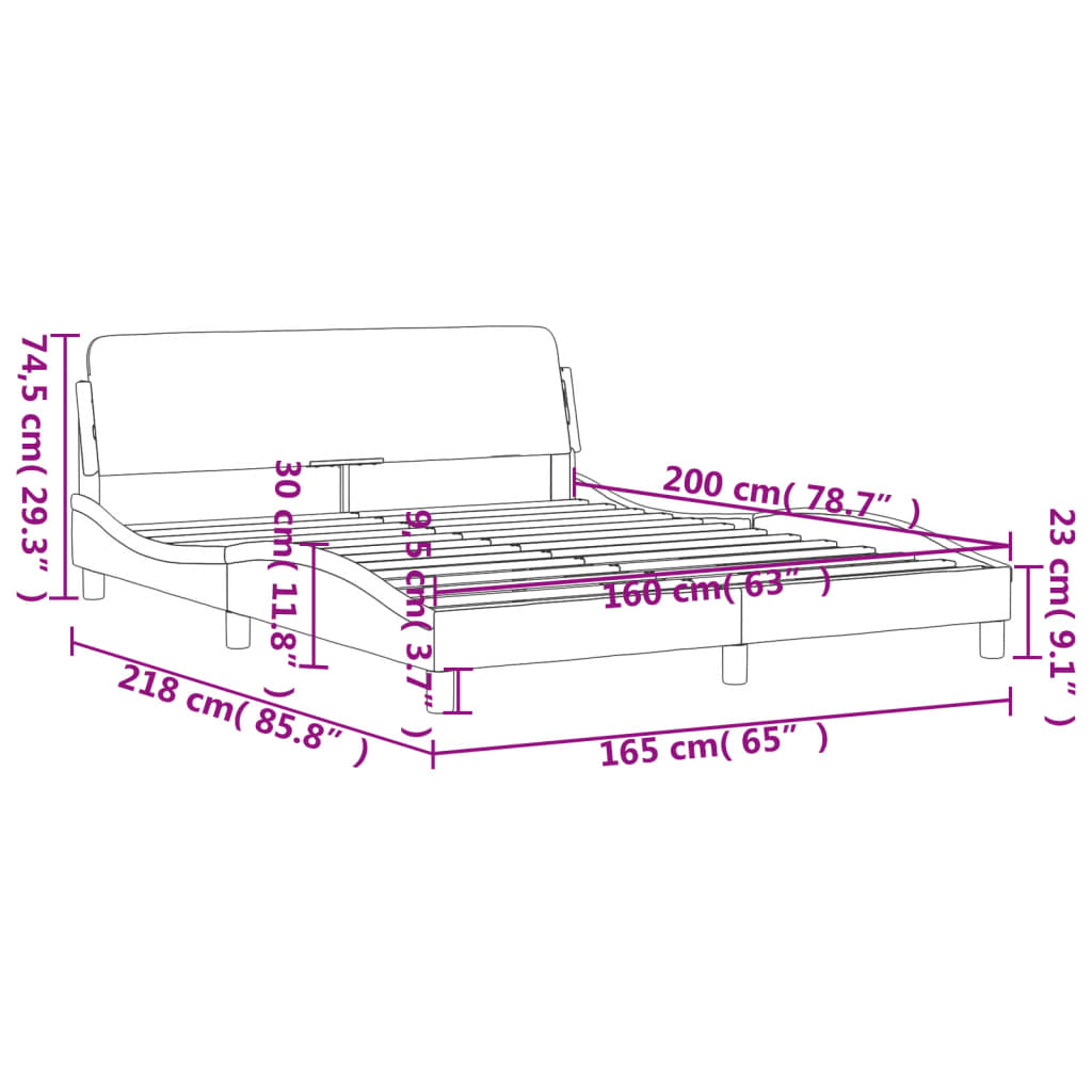 Bedframe Met Hoofdbord Kunstleer Zwart En Wit 160X200 Cm