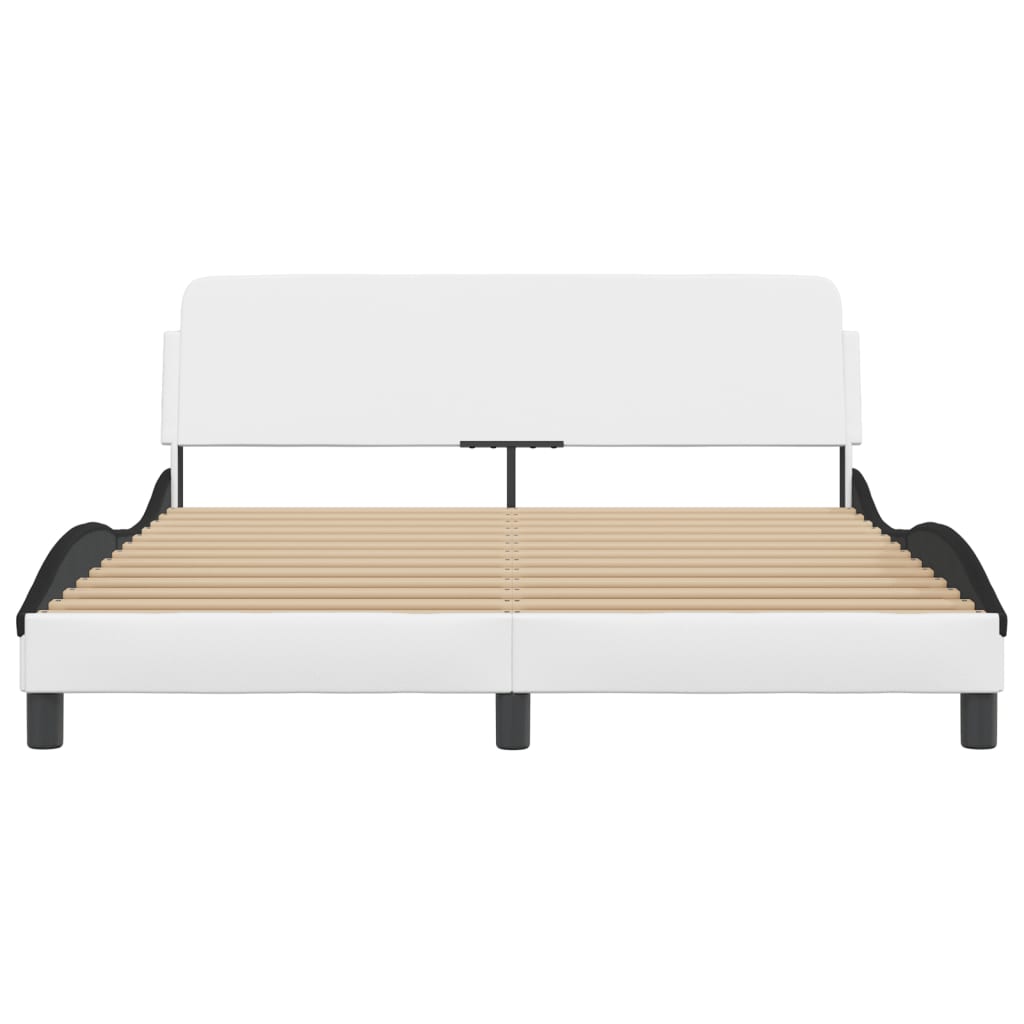 Bedframe Met Hoofdbord Kunstleer Zwart En Wit 160X200 Cm